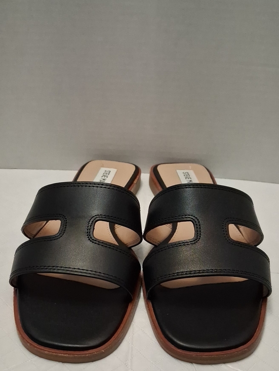 Steve Madden Shoes - Steve Madden Hazel Size 9 Women's Black Leather Upper Double-Strap Slide/sandals